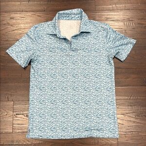 Southern Tide Blue Polo Shirt with Subtle Pattern